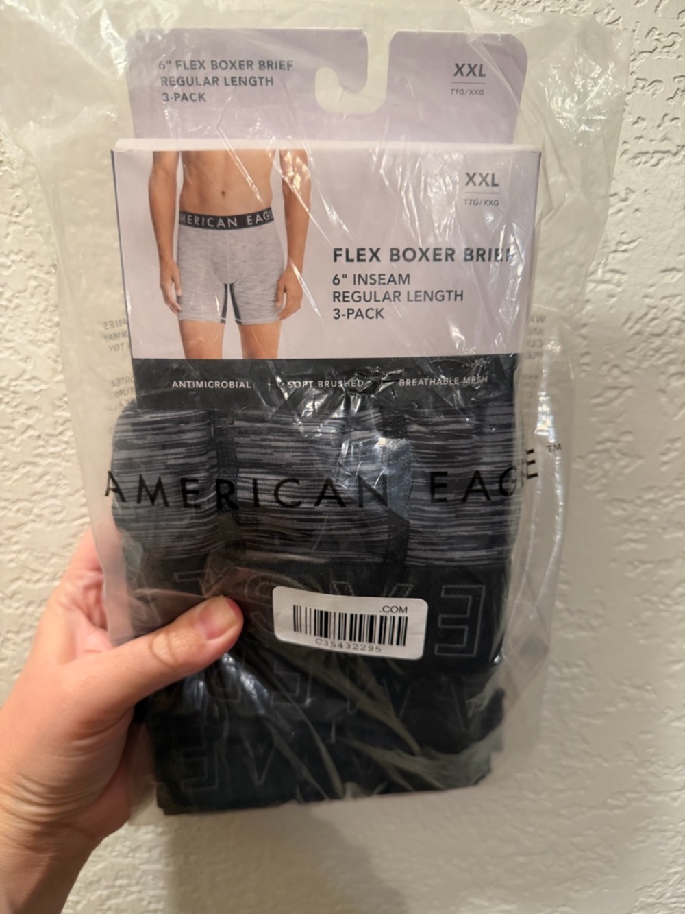 American Eagle Outfitters Men’s Flex Boxer Briefs – Black & Gray Stripe (3-Pack)